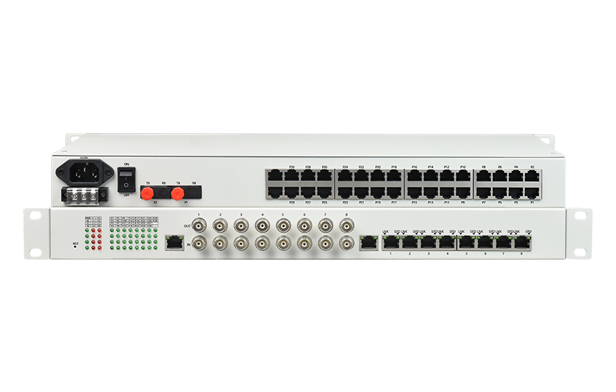 飛暢科技-32路電話+8E1+8FE物理隔離（1+1光備份，19英寸）電話光端機(jī)