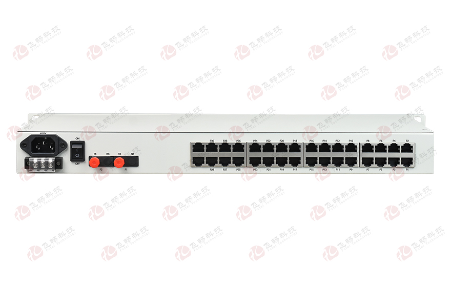 飛暢科技-32路電話+8E1+8FE物理隔離（1+1光備份，19英寸）電話光端機